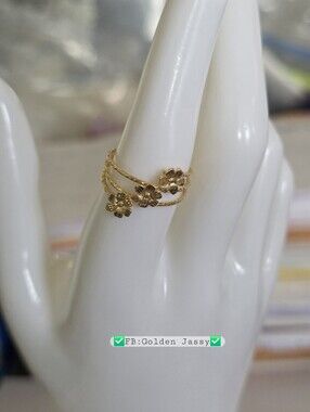 18K Real Gold 3 Flower Ring 8